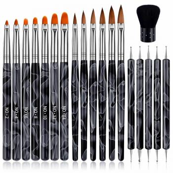 19 Pcs Nail Art Brushes Acrylic Nail Brush Set for Acrylic Application UV Gel Nail Brush Art Painting Dotting pen