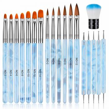 19 Pcs Nail Art Brushes Acrylic Nail Brush Set for Acrylic Application UV Gel Nail Brush Art Painting Dotting pen