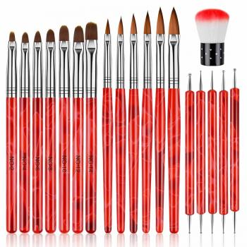 19 Pcs Nail Art Brushes Acrylic Nail Brush Set for Acrylic Application UV Gel Nail Brush Art Painting Dotting pen