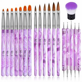 19 Pcs Nail Art Brushes Acrylic Nail Brush Set for Acrylic Application UV Gel Nail Brush Art Painting Dotting pen