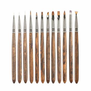 Customizable logo packaging color style nail wood set brush 10 pieces ombre liner gel wholesale