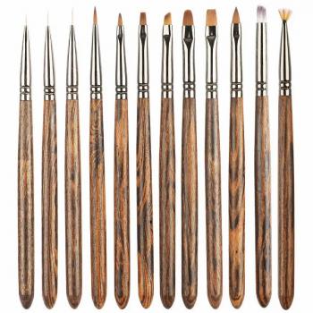 Customizable logo packaging color style nail wood set brush 10 pieces ombre liner gel wholesale