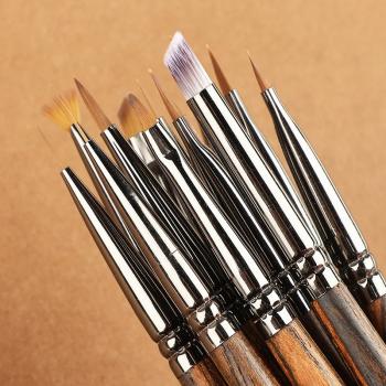 Customizable logo packaging color style nail wood set brush 10 pieces ombre liner gel wholesale