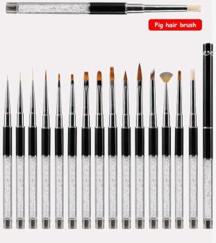 15Pcs Metal Handle Nail UV Gel Brush and Nail Painting Brush Set Nail Art Brushes Kit Private Label