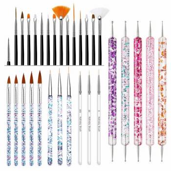 24 36 41 Pcs Nail Art Brushes Set with Double Ended Nail Art Dotting Tools Dust Brush Gel Brushes Nail Liner