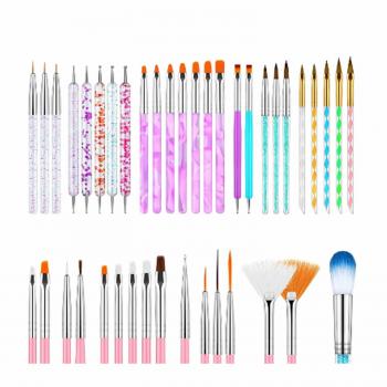 41 Pcs Nail Art Brushes Set with Double Ended Nail Art Dotting Tools Dust Brush Gel Brushes Nail Liner