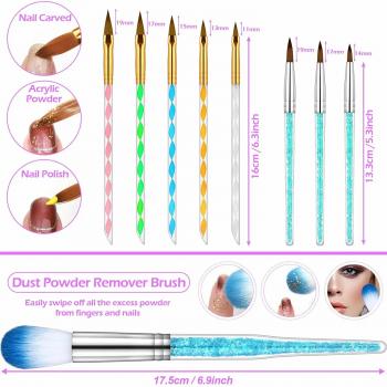41 Pcs Nail Art Brushes Set with Double Ended Nail Art Dotting Tools Dust Brush Gel Brushes Nail Liner