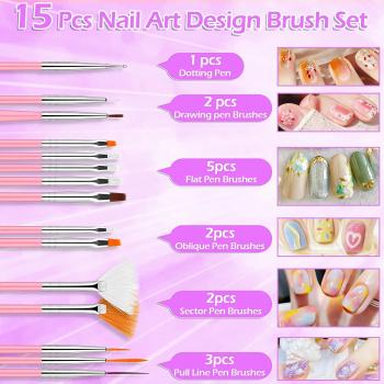 41 Pcs Nail Art Brushes Set with Double Ended Nail Art Dotting Tools Dust Brush Gel Brushes Nail Liner