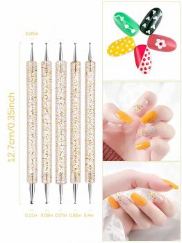 33pcs Acrylic Nail Brush Set UV Gel Nail Art Flower Painting Brush Double Ended Nail Dotting pen