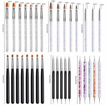 33pcs Acrylic Nail Brush Set UV Gel Nail Art Flower Painting Brush Double Ended Nail Dotting pen
