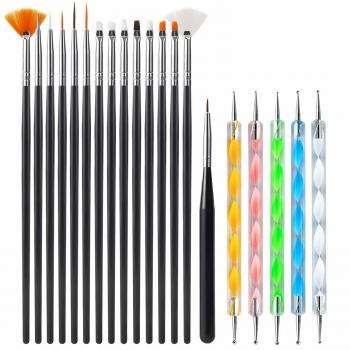 Nail Art Brushes Set 6PCS Double-ended Brush Art Gel Polish Liner Brushes Design Pen For Nail Dotting Nail Paint Brus