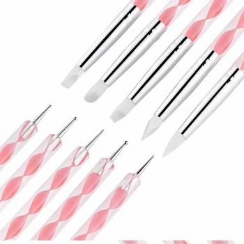 Resin Nail Art Palette,20Pcs Nail Art Brushes and Double-Ended Dotting Tool for Nails