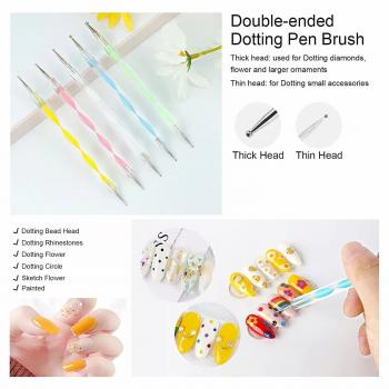 20pcs Nail Art Design Tools, 15pcs Nail Art Brushes Kit with 5pcs Nail Dotting Pens, PINK BLACK WHITE