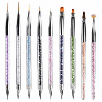 Acrylic nail brush set customized logo dotting pen gel nail brush factory direct wholesale 9pcs