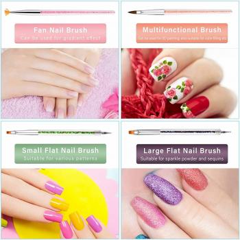 Acrylic nail brush set customized logo dotting pen gel nail brush factory direct wholesale 9pcs