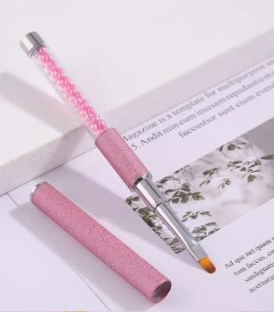 Pink metal nail brush set 15pcs can be customized logo packaging ombre liner gel brush set wholesale