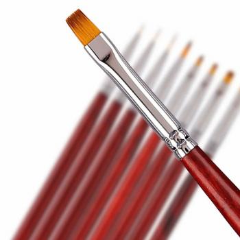 Nail brush set red wooden handle set customized logo packaging style 16 sets ombre liner gel nail brush wholesale