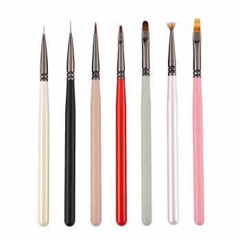 Nail brush set customized logo color packaging wooden brush holder liner ombre gel nail brush wholesale