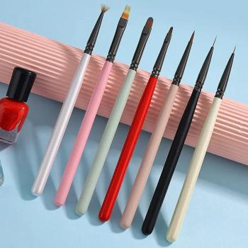 Nail brush set customized logo color packaging wooden brush holder liner ombre gel nail brush wholesale