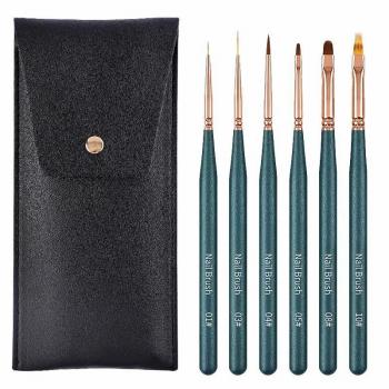 Nail brush customized logo wooden handle nail brush set includes liner ombre oval fan gel pen can be customized wholesale