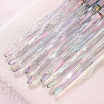 Transparent color crystal acrylic resin brush holder nail brush set 10pcs liner gel ombre oval brush customized logo pack