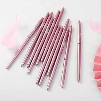 Pink metal nail brush set 12pcs metal carved pattern ombre gel oval angled nail art brush