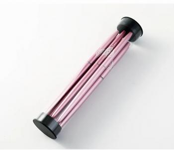 Pink metal nail brush set 12pcs metal carved pattern ombre gel oval angled nail art brush