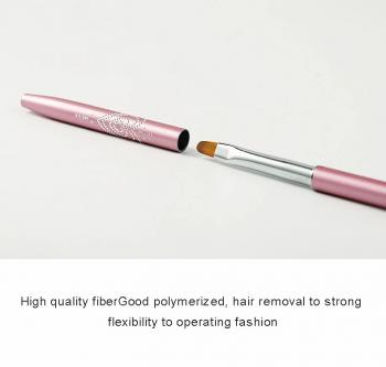 Pink metal nail brush set 12pcs metal carved pattern ombre gel oval angled nail art brush
