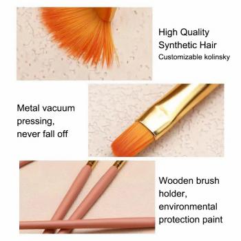 Nail Art Brushes pink brush holder flat oval gel ombre nail brush set 7pcs