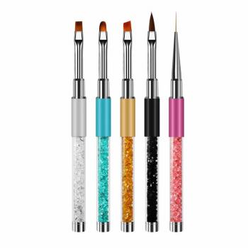 Custom Logo Private Label Nail Art Brushes liner 7mm-20mm Supplies Manufacturer flat oval gel nail brush set 5pcs