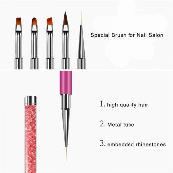 Custom Logo Private Label Nail Art Brushes liner 7mm-20mm Supplies Manufacturer flat oval gel nail brush set 5pcs