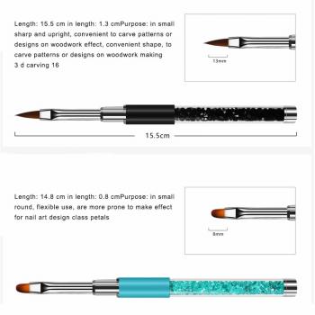 Custom Logo Private Label Nail Art Brushes liner 7mm-20mm Supplies Manufacturer flat oval gel nail brush set 5pcs