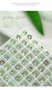 Manicure crystal olive light green oval heart-shaped right-angle square super flash special-shaped nail accessories wholesale