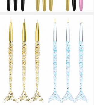 New Wholesale manicure liner 3pcs mermaid liner brush painting flower painting nail art brush