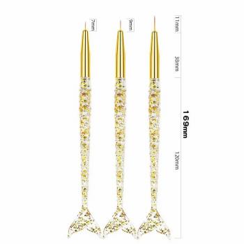 New Wholesale manicure liner 3pcs mermaid liner brush painting flower painting nail art brush