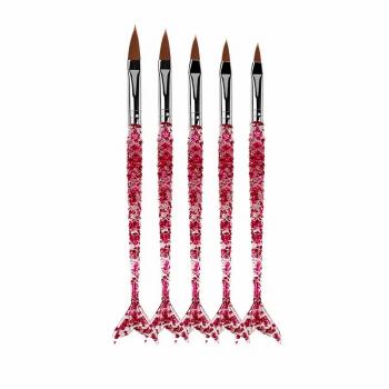 5pcs Nail Art Crystal Brush Transparent Glitter Stick Sculpting Mermaid Brush Nail Brush