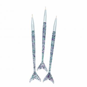 Nail Art Tools Mermaid Fish Shape transparent purple Painting Drawing Gradient Nail Brush For 3pcs/set
