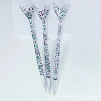 Nail Art Tools Mermaid Fish Shape transparent purple Painting Drawing Gradient Nail Brush For 3pcs/set