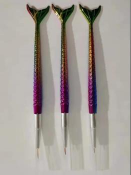 Nail Art Tools Mermaid Fish Shape Painting Drawing Gradient Nail Brush And Dots Pen For Nails Tip For 3pcs/set