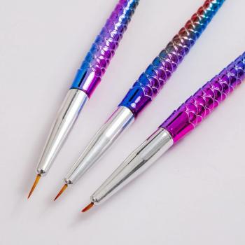 Nail Art Tools Mermaid Fish Shape Painting Drawing Gradient Nail Brush And Dots Pen For Nails Tip For 3pcs/set