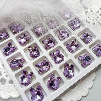 New nail art hot selling flash rabbit jewelry finished cute rabbit diamond transparent pink black nail diamond wholesale