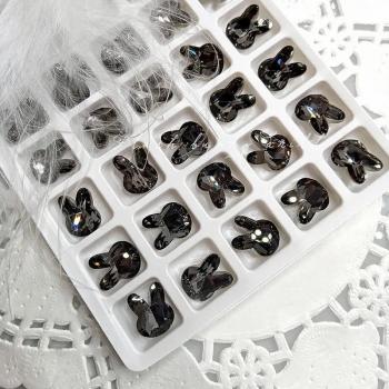 New nail art hot selling flash rabbit jewelry finished cute rabbit diamond transparent pink black nail diamond wholesale