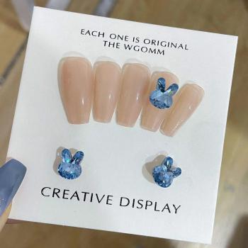 New nail art hot selling flash rabbit jewelry finished cute rabbit diamond transparent pink black nail diamond wholesale