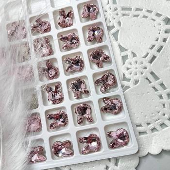 New nail art hot selling flash rabbit jewelry finished cute rabbit diamond transparent pink black nail diamond wholesale