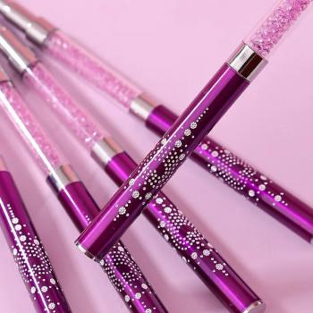 Hot Sale Crystal Superior Quality Customized Acrylic Brush Holder Double Head Painting Nail Art Brush For Nail Tools