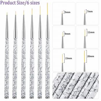 Private Label 3pcs Nail Art Brush Drawing Painting Flower Liner Pen Marble Pattern Handle Uv Gel Polish Manicure Tools Set