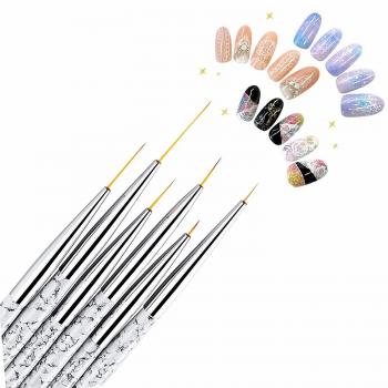 Private Label 3pcs Nail Art Brush Drawing Painting Flower Liner Pen Marble Pattern Handle Uv Gel Polish Manicure Tools Set