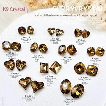 Crystals Smoke Yellow Rhinestones Sharp Bottom Big Diamond Peach Heart Fat SquareFor Nail Art Accessories 5pcs