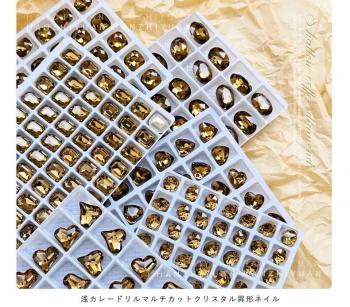 Crystals Smoke Yellow Rhinestones Sharp Bottom Big Diamond Peach Heart Fat SquareFor Nail Art Accessories 5pcs