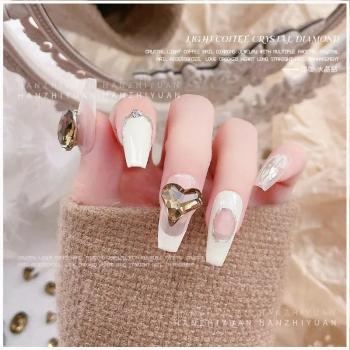 Crystals Smoke Yellow Rhinestones Sharp Bottom Big Diamond Peach Heart Fat SquareFor Nail Art Accessories 5pcs